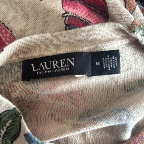 Lauren Ralph Lauren Multicolor Floral Long Sleeve Sweater Size Medium Cotton - Picture 4 of 5